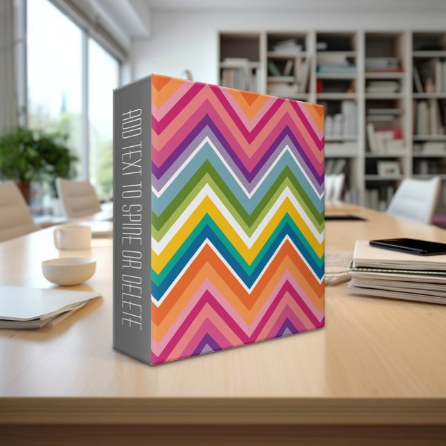 Huge Colourful Chevron Pattern Binder (Custom Office and School Binder)