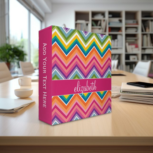 Huge Colourful Chevron Pattern with Name Binder (Personalized photo binder)