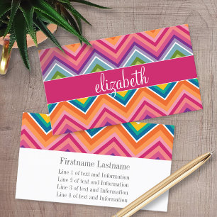 Huge Colourful Chevron Pattern with Name Business Card