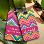 Huge Colourful Chevron Pattern with Name Luggage Tag<br><div class="desc">A bold,  graphic zig zag design in sweet,  cheerful colours. This colourful design can be found on many popular case styles. If you need to make adjustments to the art,  click on the customize it button and make changes.</div>
