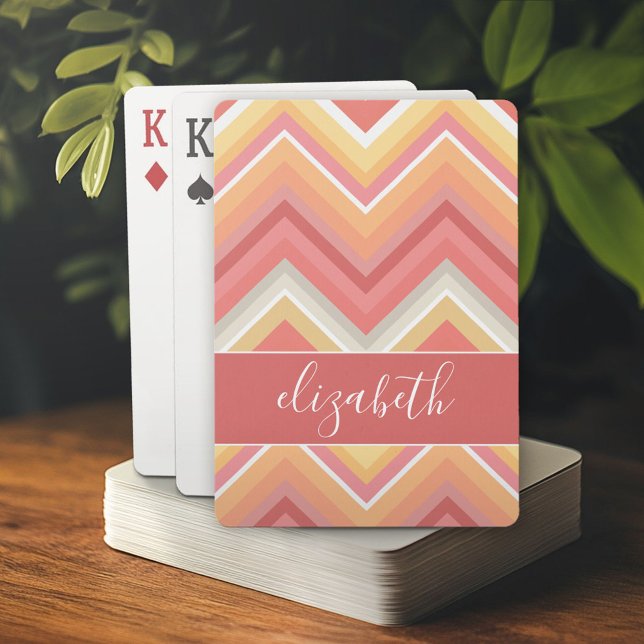 Huge Colourful Chevron Pattern with Name Playing Cards (Custom Poker Playing Cards)