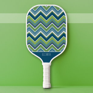 Huge Colourful Pastel Chevron Pattern - Script Nam Pickleball Paddle