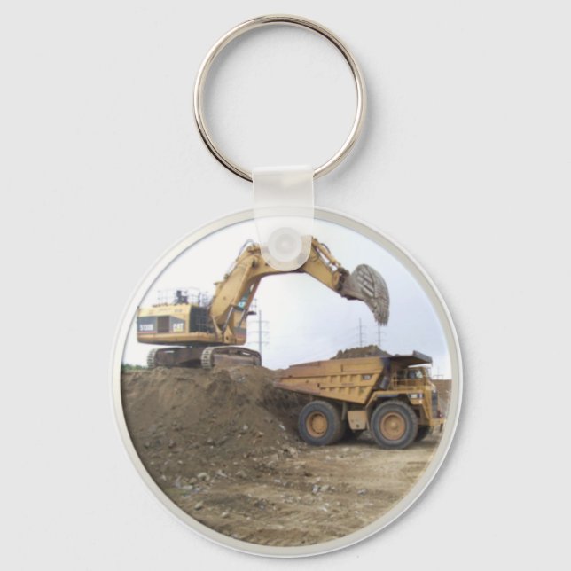 Huge Excavator / Dump Truck Keychain (Front)