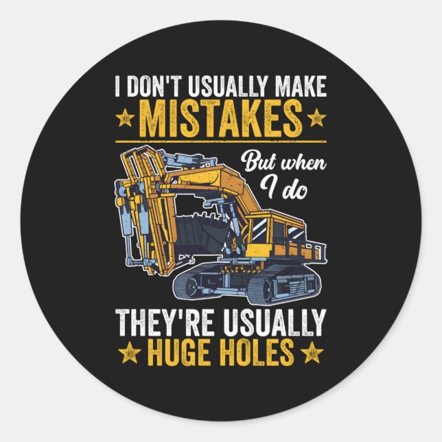 Huge Excavator Heavy Machinery Operator Classic Round Sticker (Front)