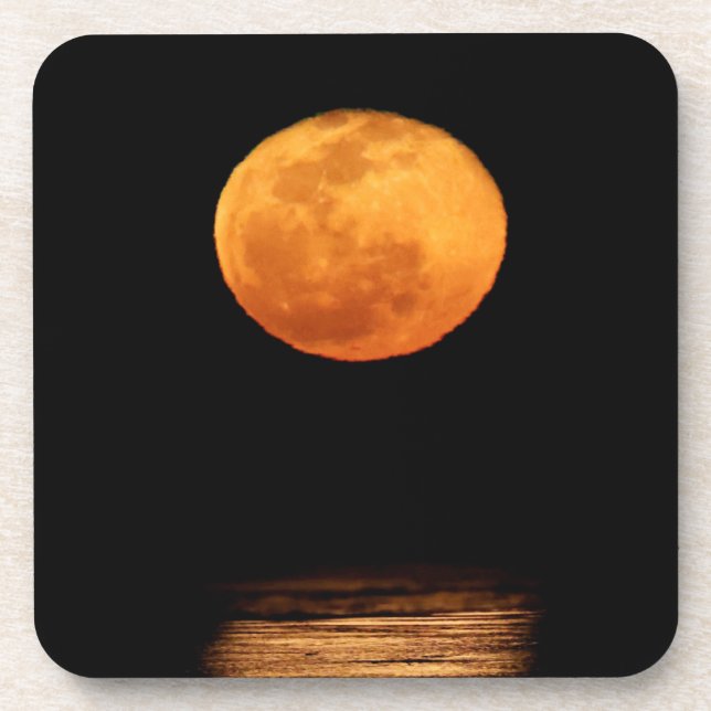 Huge Full Moon | South Padre Island, Texas Coaster (Front)