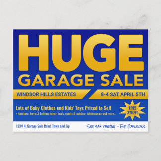 Huge Garage Sale - Postcard