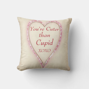 Huge Heart "CUTER THAN CUPID" Throw Pillow