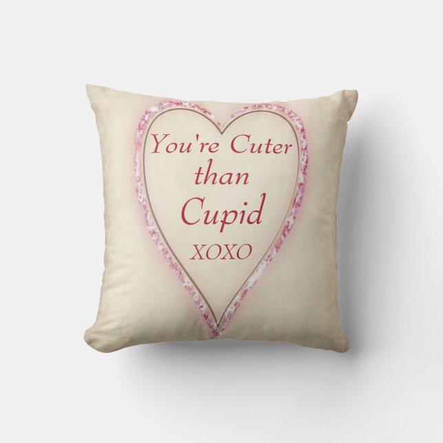 Huge Heart "CUTER THAN CUPID" Throw Pillow (Front)