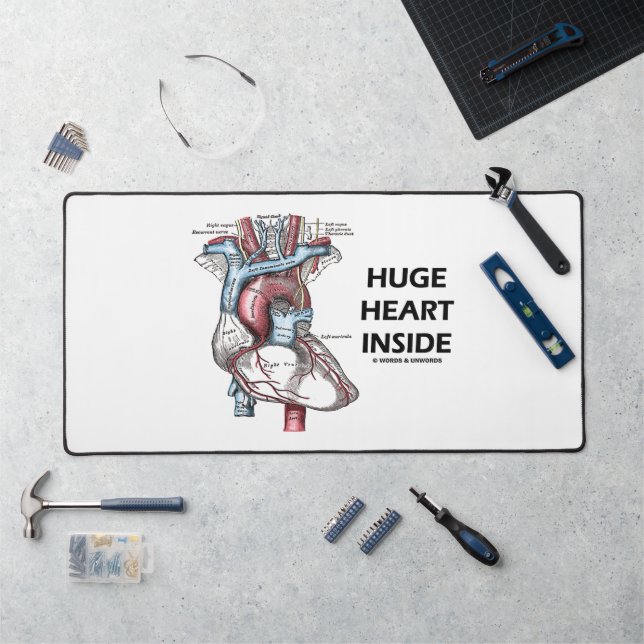 Huge Heart Inside Human Heart Anatomy Diagram Desk Mat (Workstation)