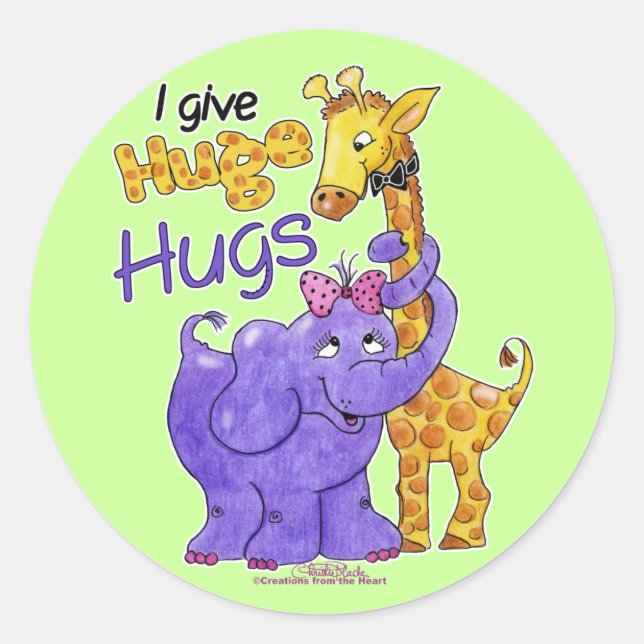 Huge Hugs Classic Round Sticker (Front)