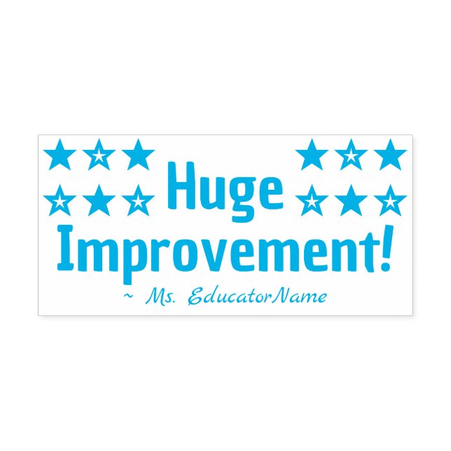 "Huge Improvement!" + Tutor Name Rubber Stamp (Design)