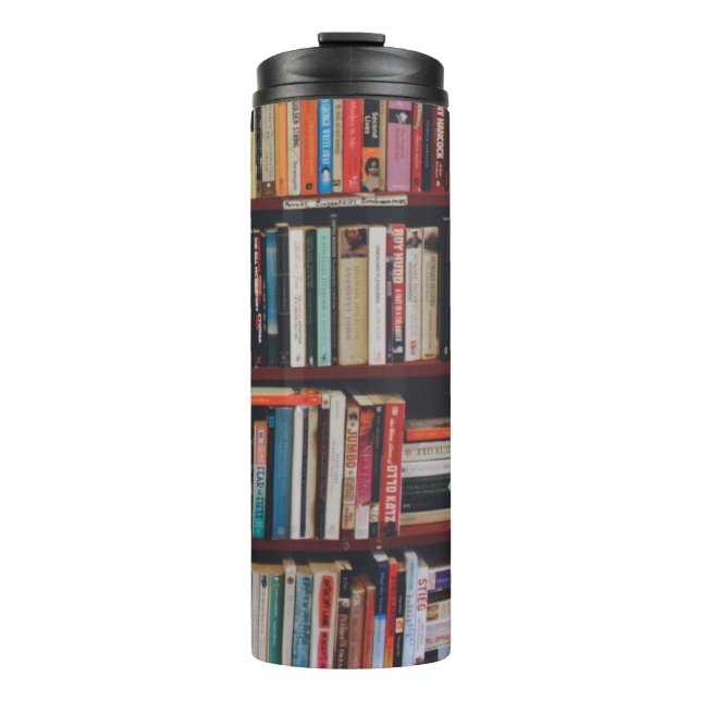 Huge Library Bookshelf Photo Thermal Tumbler (Front)