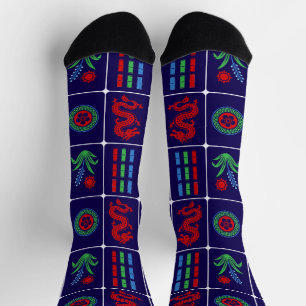Huge Mahjong Tiles #4 Red Green Blue Navy Socks