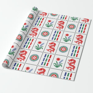 Huge Mahjong Tiles #4 Red Green Blue White Wrapping Paper