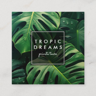 Huge Monstera Leaf Botanical Garden Photograph Square Business Card