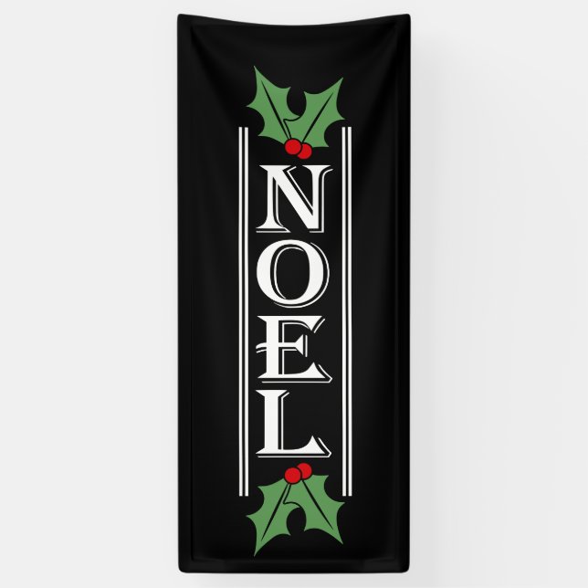 Huge NOEL Typography on Black Christmas Banner (Vertical)