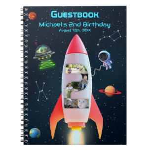 Huge One   Rocket Space 2nd Birthday Guest Book