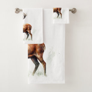 Huge Racked Deer Bath Towel Set