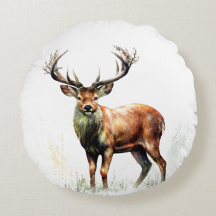 Huge Racked Deer  Round Pillow