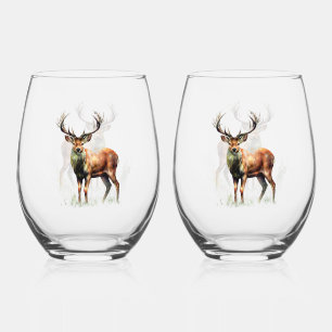 Huge Racked Deer Stemless Wine Glass