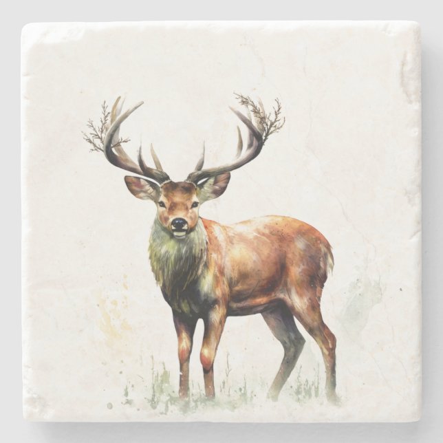 Huge Racked Deer  Stone Coaster (Front)