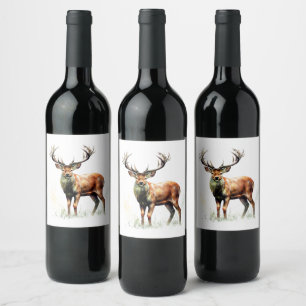 Huge Racked Deer Wine Label