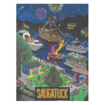 HUGE Saugatuck (Night) Cotton Tablecloth