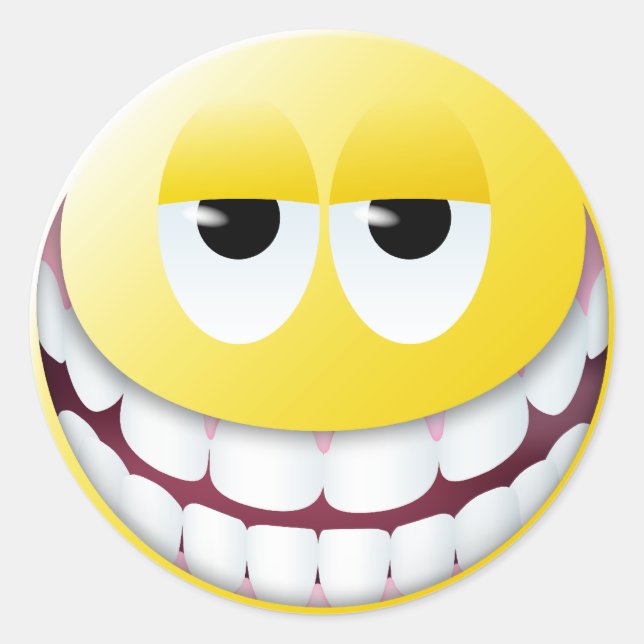 Huge Smile Face Classic Round Sticker (Front)
