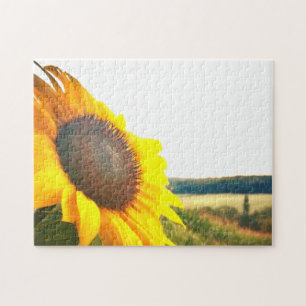 Huge Sunflower Yellow Flower Photography Photo Jigsaw Puzzle