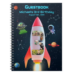 Huge Three   Rocket Space 3rd Birthday Guest Book