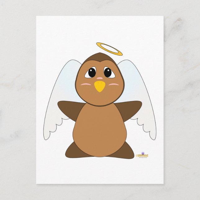 Huggable Angel Brown Owl Postcard (Front)
