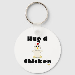 Huggable White Chicken Hug A Chicken Keychain