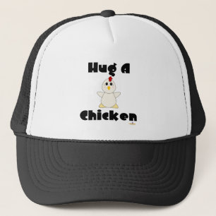 Huggable White Chicken Hug A Chicken Trucker Hat