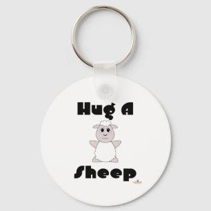 Huggable White Sheep Hug A Sheep Keychain