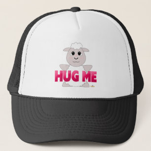 Huggable White Sheep Pink Hug Me Trucker Hat