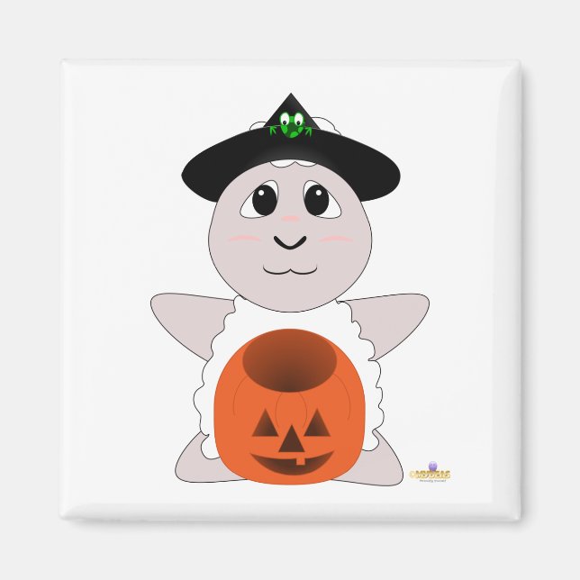 Huggable Witch White Sheep Magnet (Front)