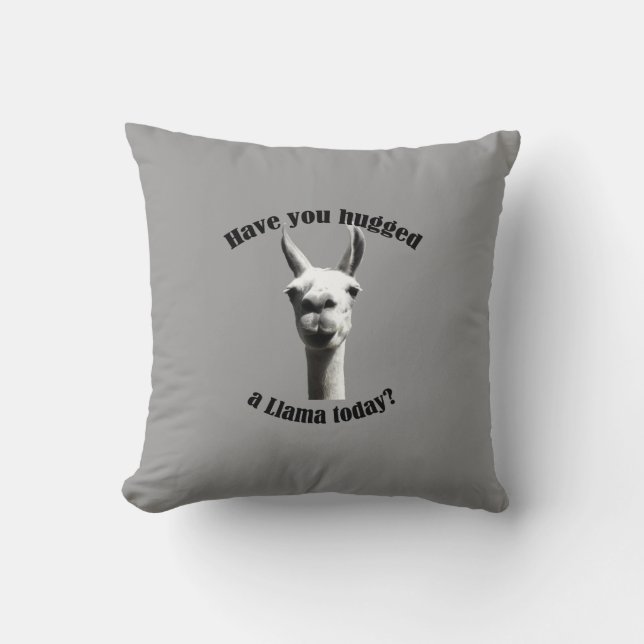 Hugged a Llama Throw Pillow (Front)