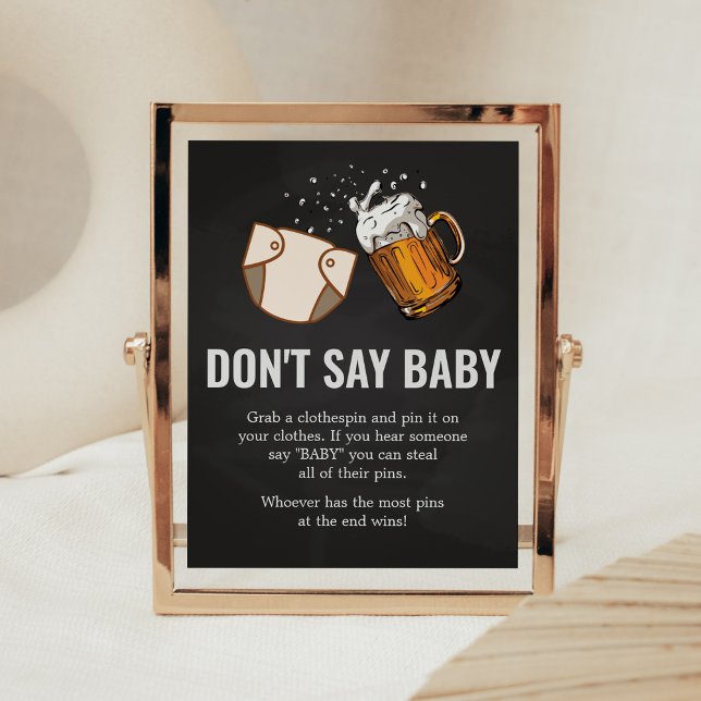 Huggies and Chuggies Baby Shower Don't Say Baby Poster (Beer And Diaper Baby is Brewing Baby Shower
Don't Say Baby Sign)
