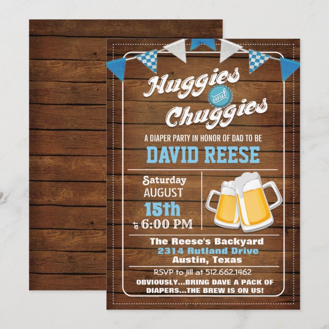 Huggies and Chuggies Dad Diaper Party Invitation (Front/Back)