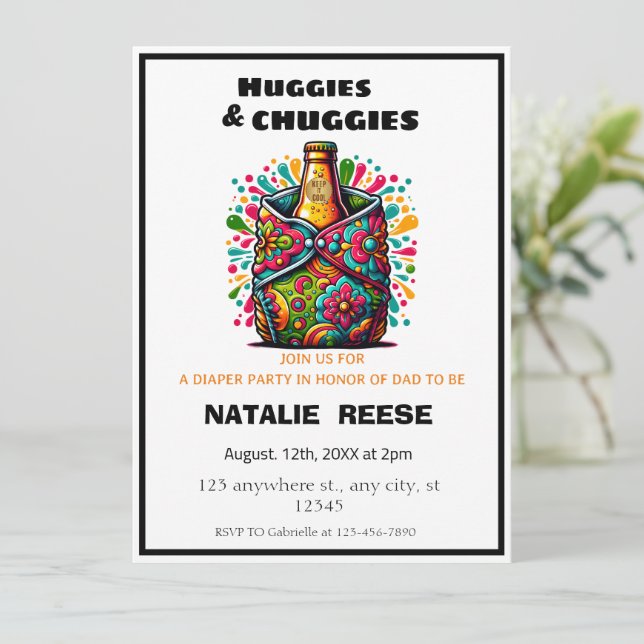 Huggies and Chuggies Dad Diaper party Invitation (Standing Front)