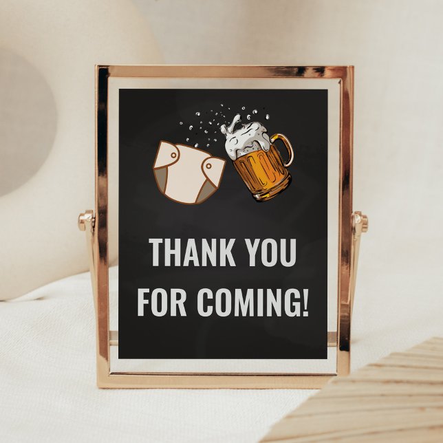 Huggies and Chuggies Thank you for Coming Poster (Beer And Diaper Baby is Brewing Baby Shower
Thank you for Coming Sign)