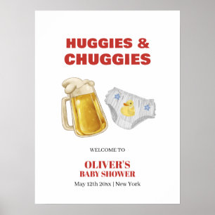 Huggies Chuggies Beer Diaper Baby Shower Welcome Poster