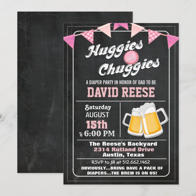 Huggies et poux Papa Diaper Party Invitation (Devant / Derrière)