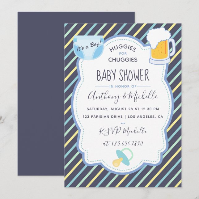 Huggies for Chuggies Diaper Party invitation (Front/Back)