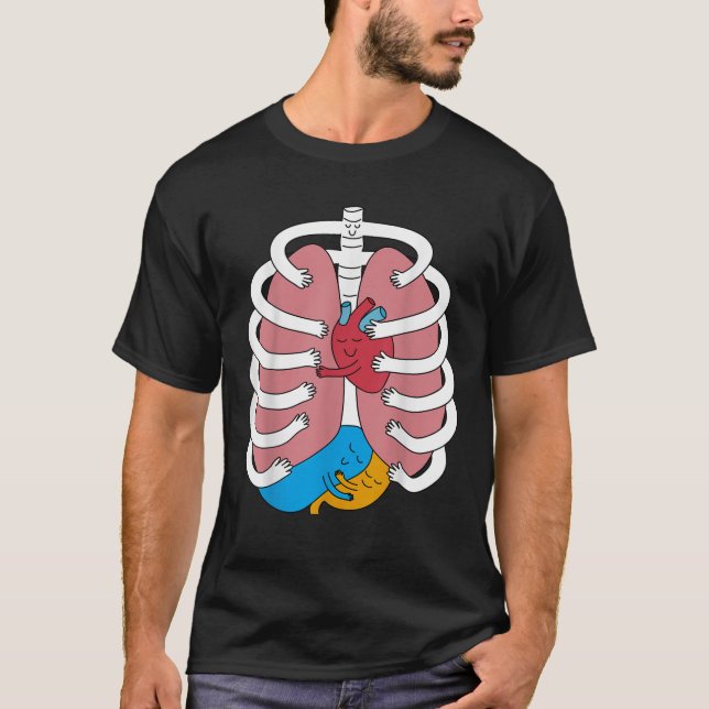 Hugging Anatomy Costume Funny Skeleton Organ Hug   T-Shirt (Front)