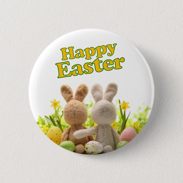 Hugging Bunnies – Happy Easter 2 Inch Round Button (Front)