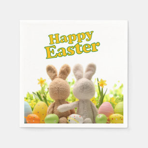 Hugging Bunnies – Happy Easter Napkin