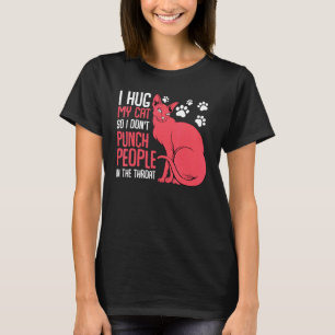 Hugging Cat Pet Animal Meowing Kitty Humour T-Shirt