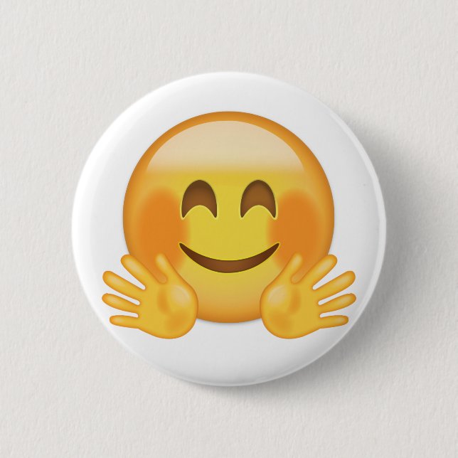 Hugging Face Emoji 2 Inch Round Button (Front)
