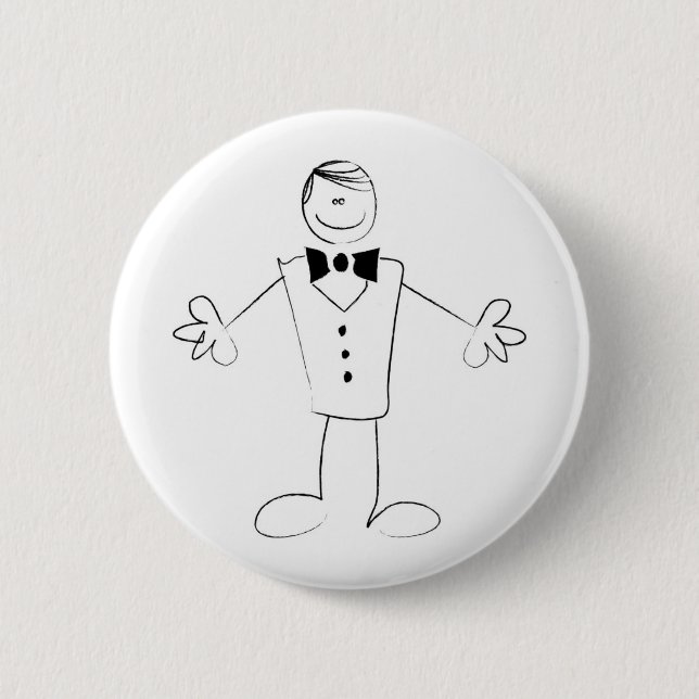 Hugging Groom With Open Arms 2 Inch Round Button (Front)